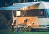 Iceland motorhome rental with chairs in the evening