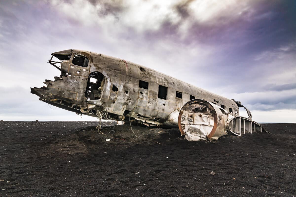 Sólheimasandur plane wreck black sand beach in Iceland
