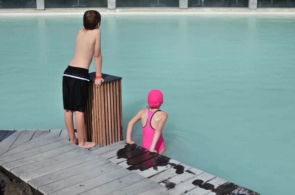 Children at Iceland's Blue Lagoon