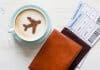 Coffee with plane outline and cheap plane tickets