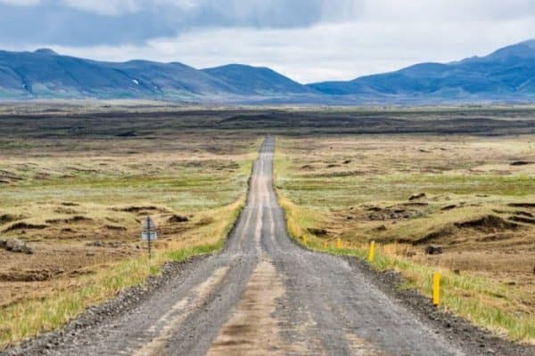 Road goin to Dettifoss waterfall in Iceland