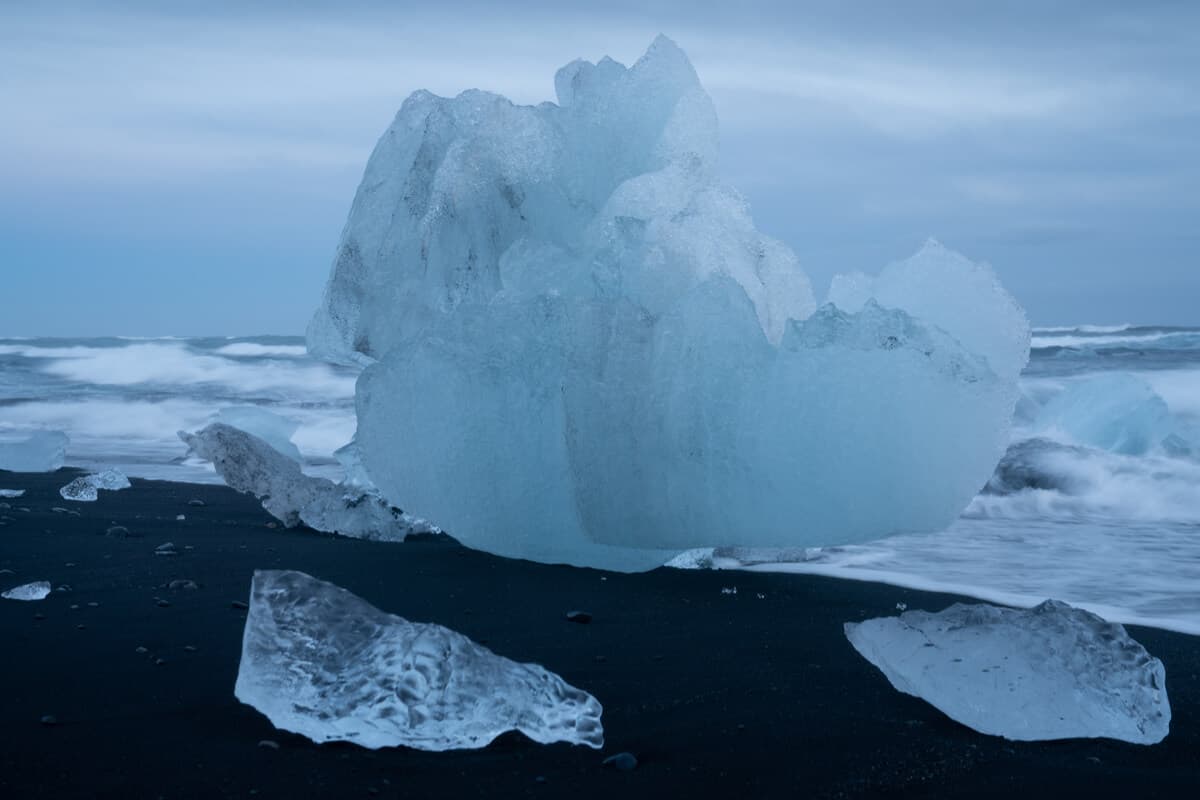 The Diamond Beach in Iceland chunk of ice
