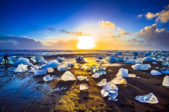 Diamond beach in south iceland is a great stop for a 7-Day Ring Road Itinerary