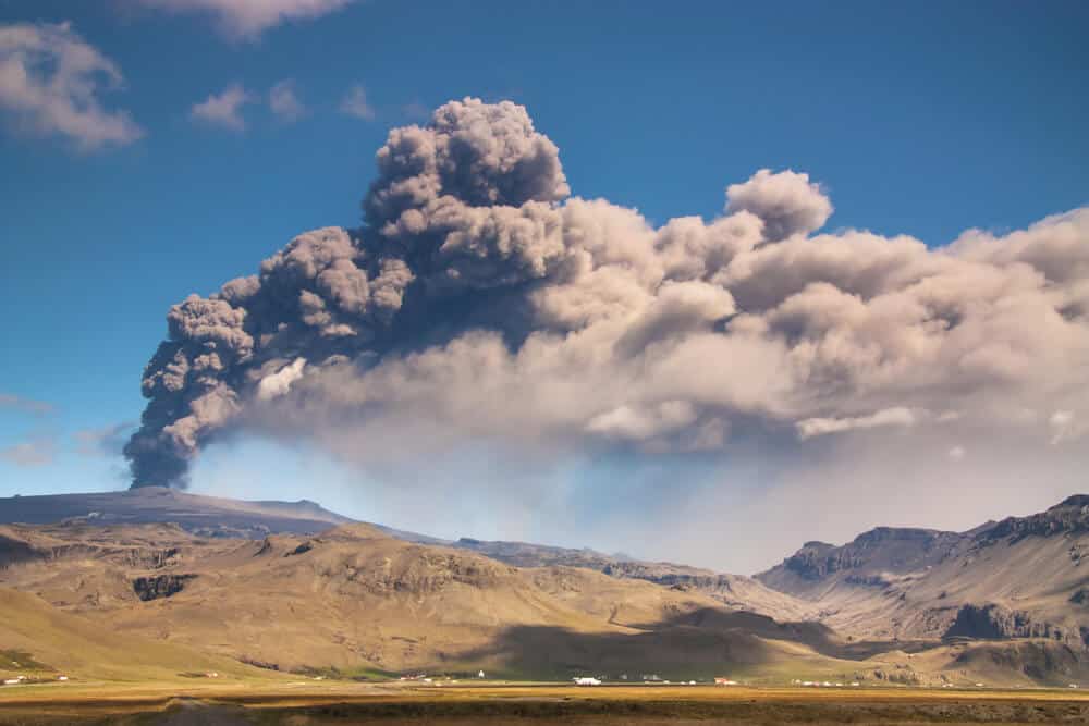 Eyjafjallajökul volcano erupting in Iceland