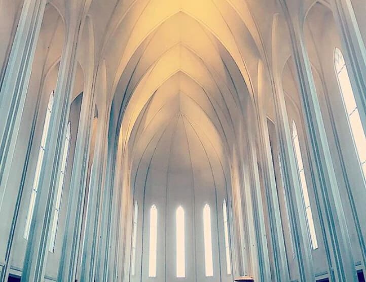 Interior of Hallgrímskirkja cathedral in Reykjavik