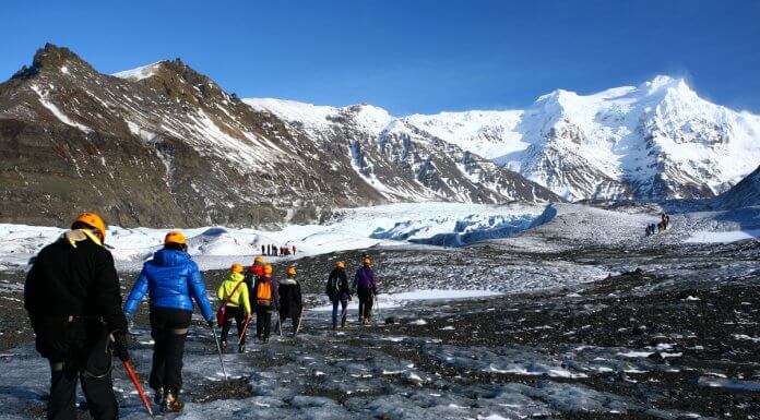 Hikers on Iceland's Skaftafell glacier in Vatnajökull National Park