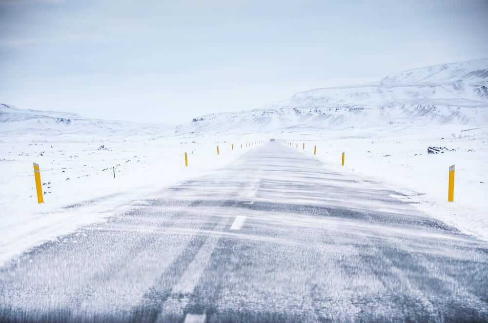 How windy is Iceland? Look at the wind on the road during this winter storm. 