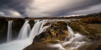 hrafnabjargafoss on a cloudy day