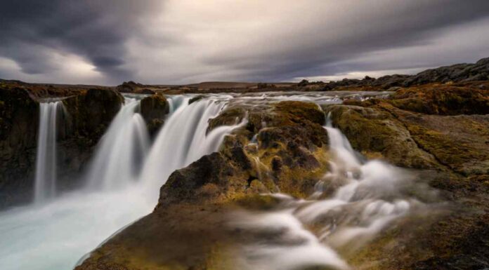 hrafnabjargafoss on a cloudy day