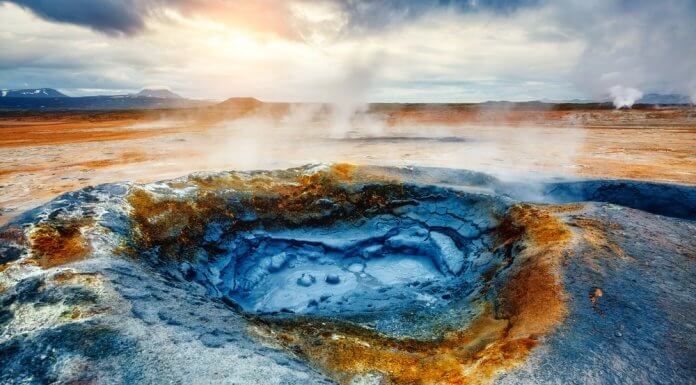 Bubbling mud at the Hverir geothermal area near Lake Mývatn