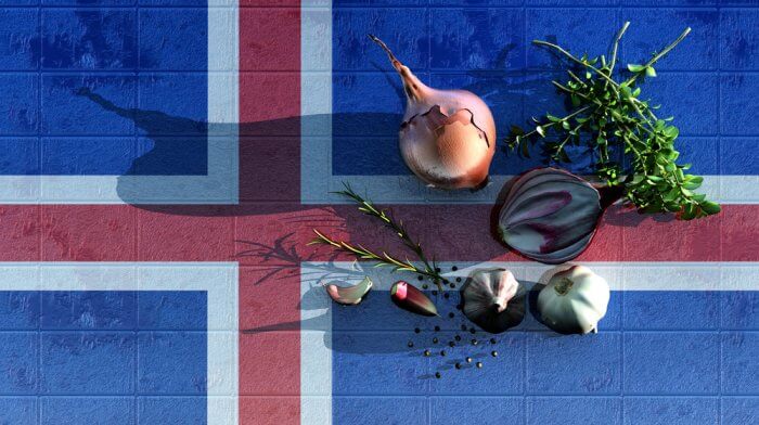 Icelandic herbs and spices with flag