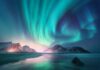 Northern lights dancing in the sky in January