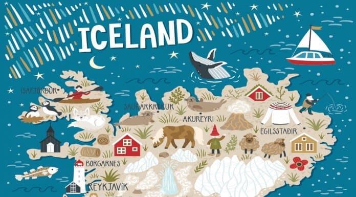 Where are the regions of Iceland on a map?