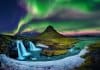 Iceland's Norhtern Lights in the fall at Kirkjufell on Snaefellsnes peninsula