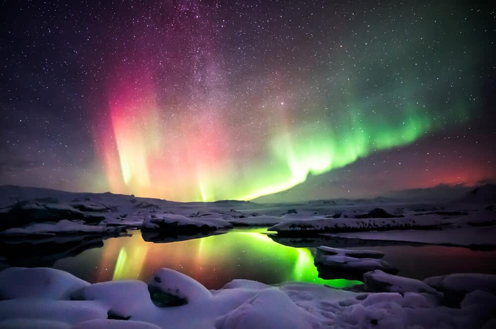 The Northern Lights are visible in Iceland starting in mid-September