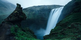 Skogafoss falls are a popular stop on Iceland's southern Ring Road route