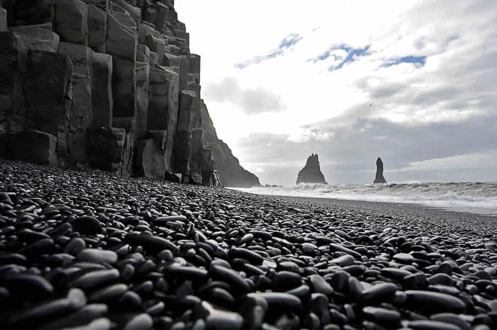 Vik is known for its black sand beaches and basalt columns