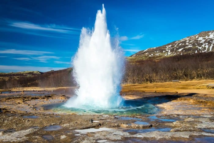 A geyser on Iceland's Golden Circle route
