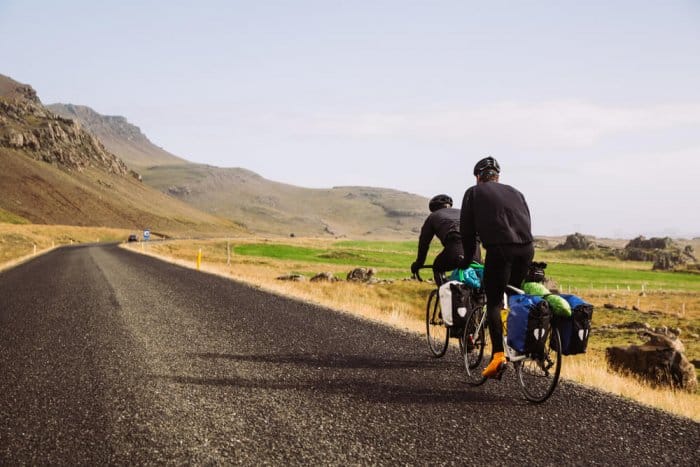 BIkers in iceland practicing sustainable tourism