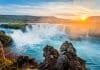 Iceland's beautiful Godafoss waterfall at sunset