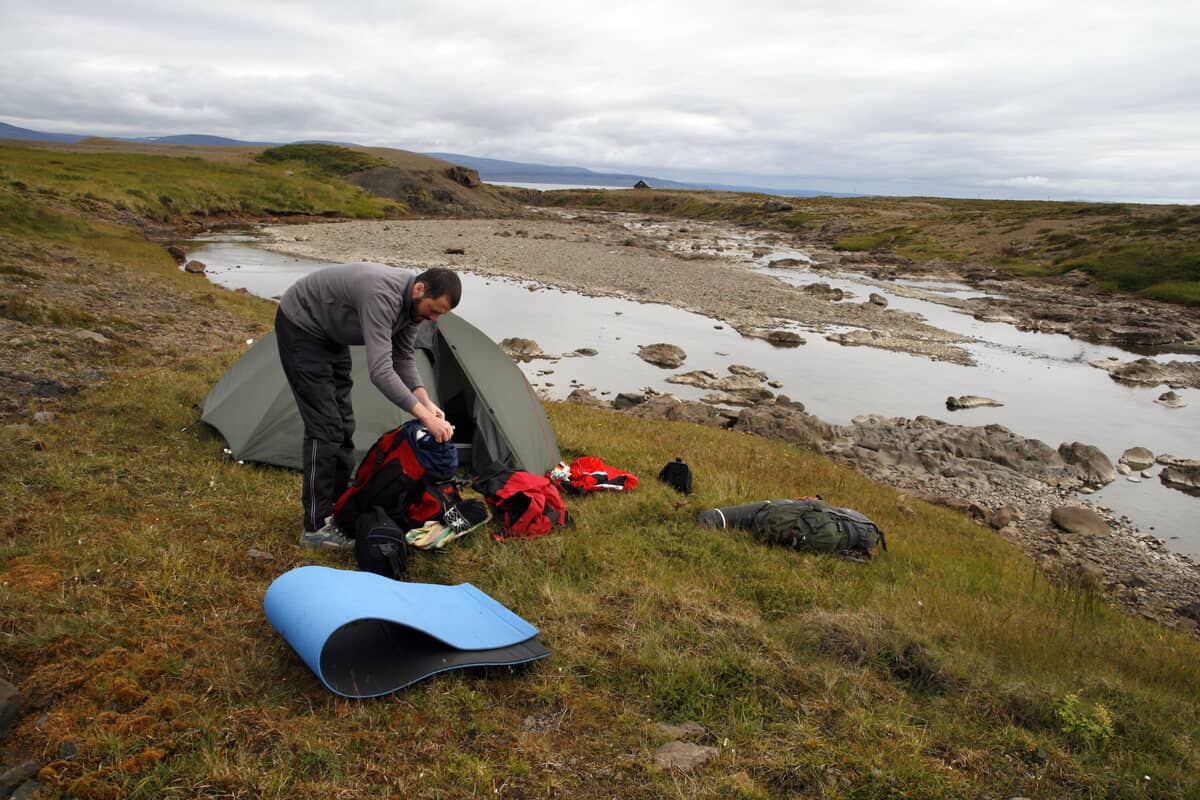 A man legally wild camping in Iceland (we hope!)
