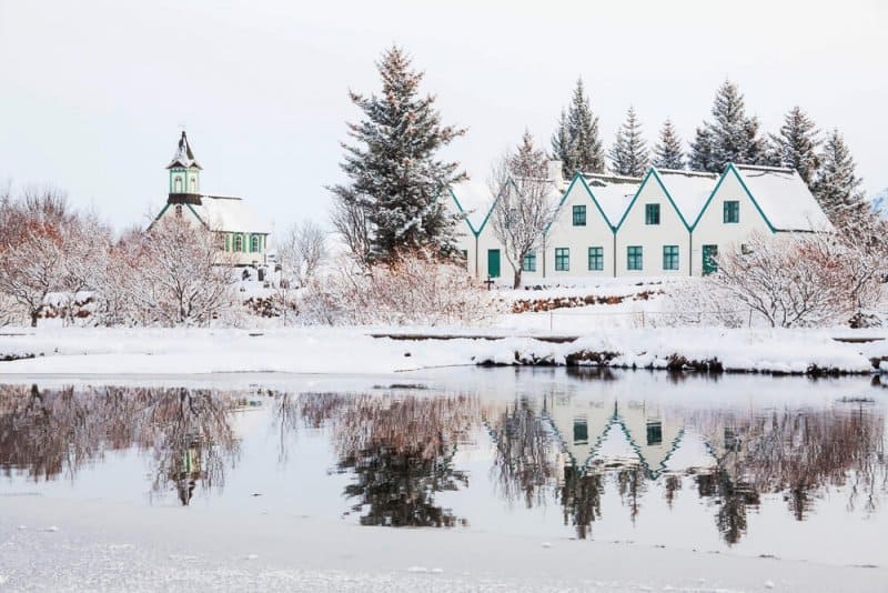 Icelandic winter landscapes in November snow