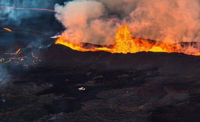 One of Iceland's volcanoes erupting