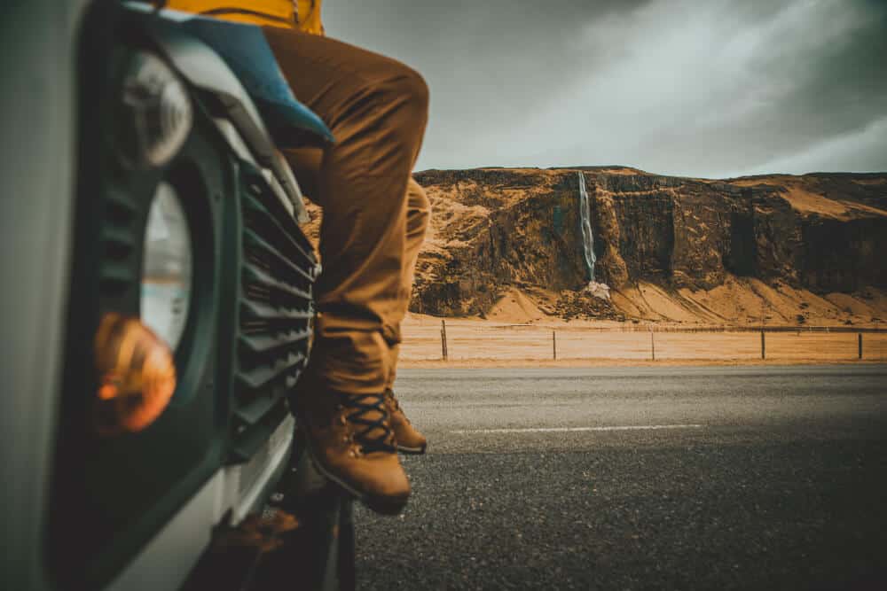 guay traveling in a camper on a road trip in Iceland