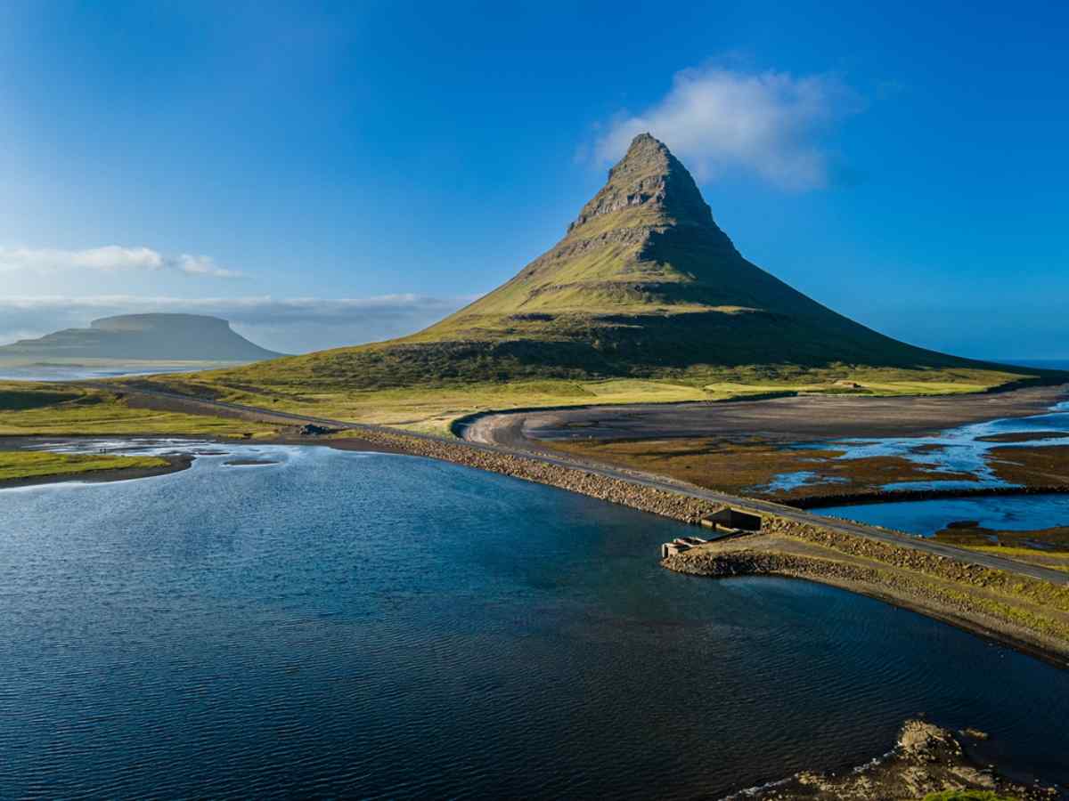 Panoramic view of Kirkjufell mountain