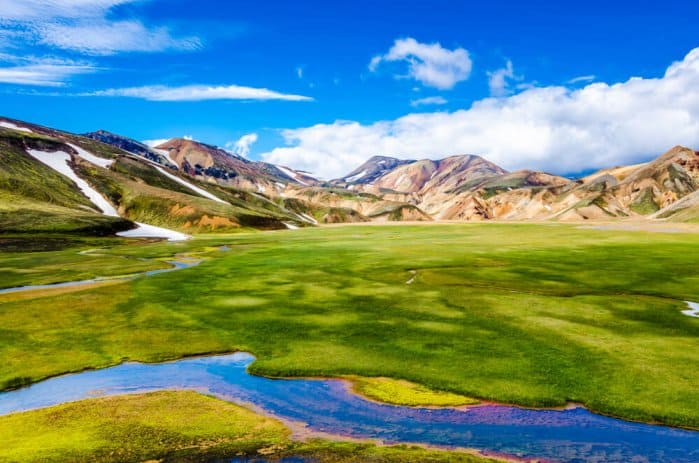 Summertime view of Landmannalaugar