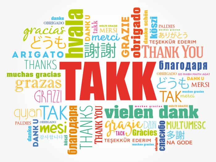 Takk means "thank you" in Icelandic