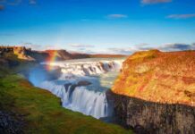 Gullfoss waterfall in may