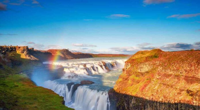 Gullfoss waterfall in may