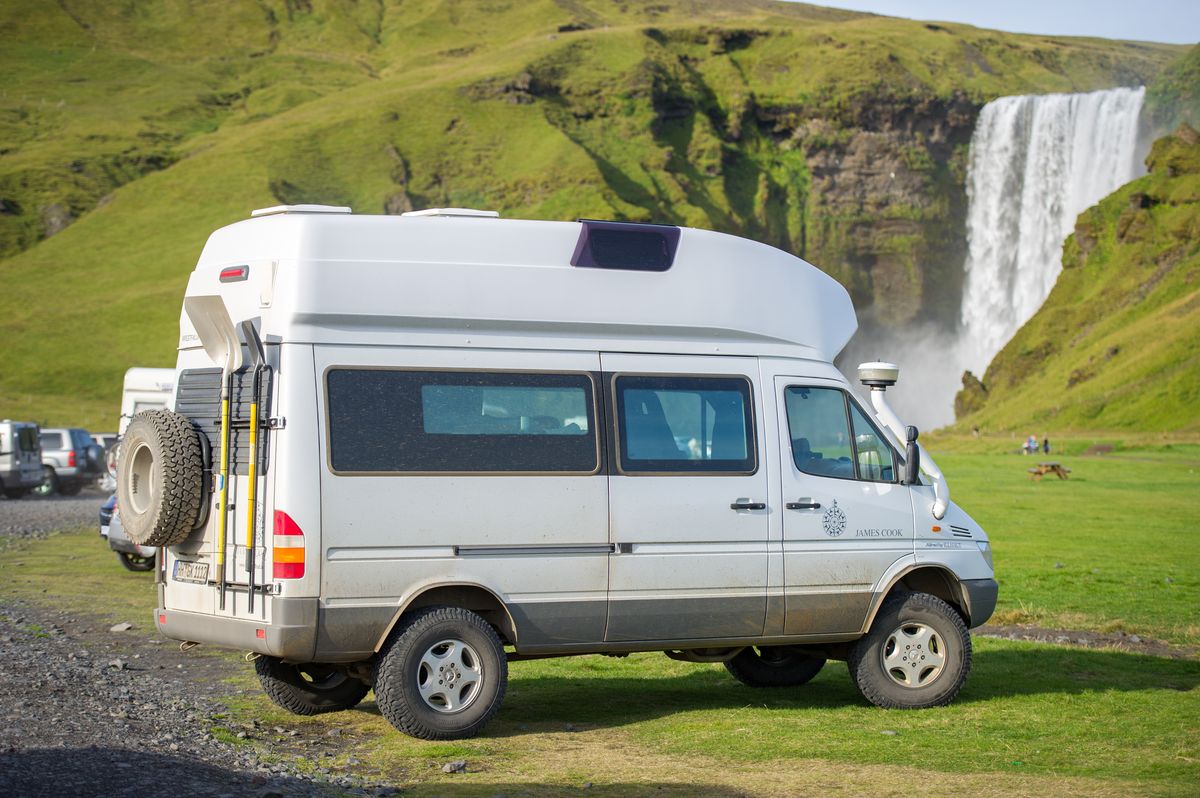 Motorhome in Skógafoss Camping
