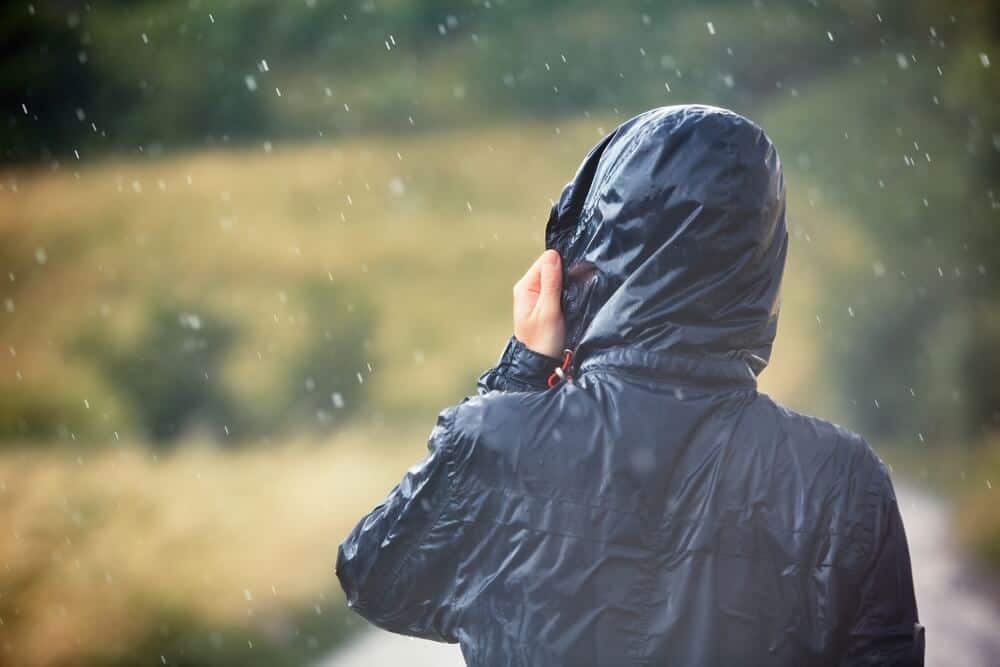 Main in rainy weather in Iceland