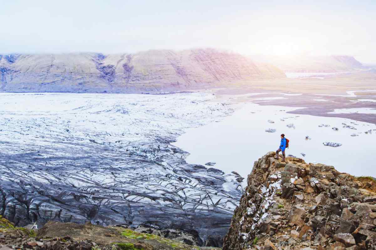 top view of a glacier in Iceland in winter