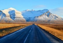 Road leading to Snaefellsjökull glacier in Snaefellsnes peninsula