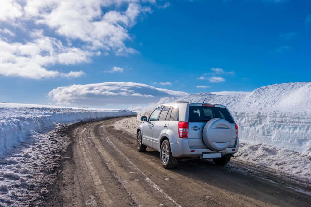 Snow on the Iceland's Ring Road on a winter's day