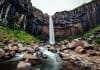 Iceland's black waterfall Svartifoss waterfall