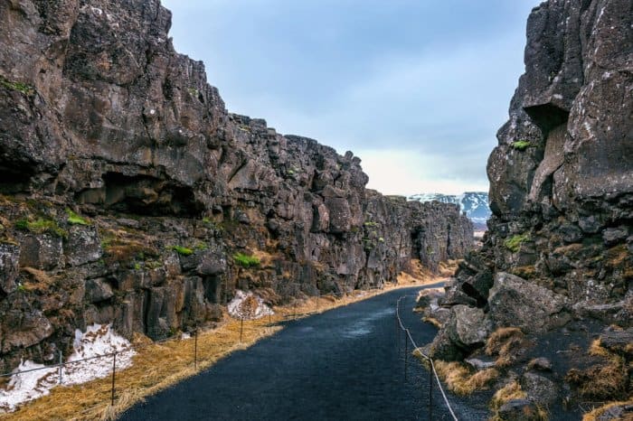 Hike between tectonic plates at Thingvellir National Parkl