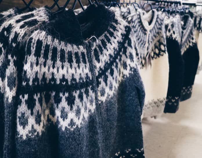 Traditional Icelandic lopapeysa wool sweater