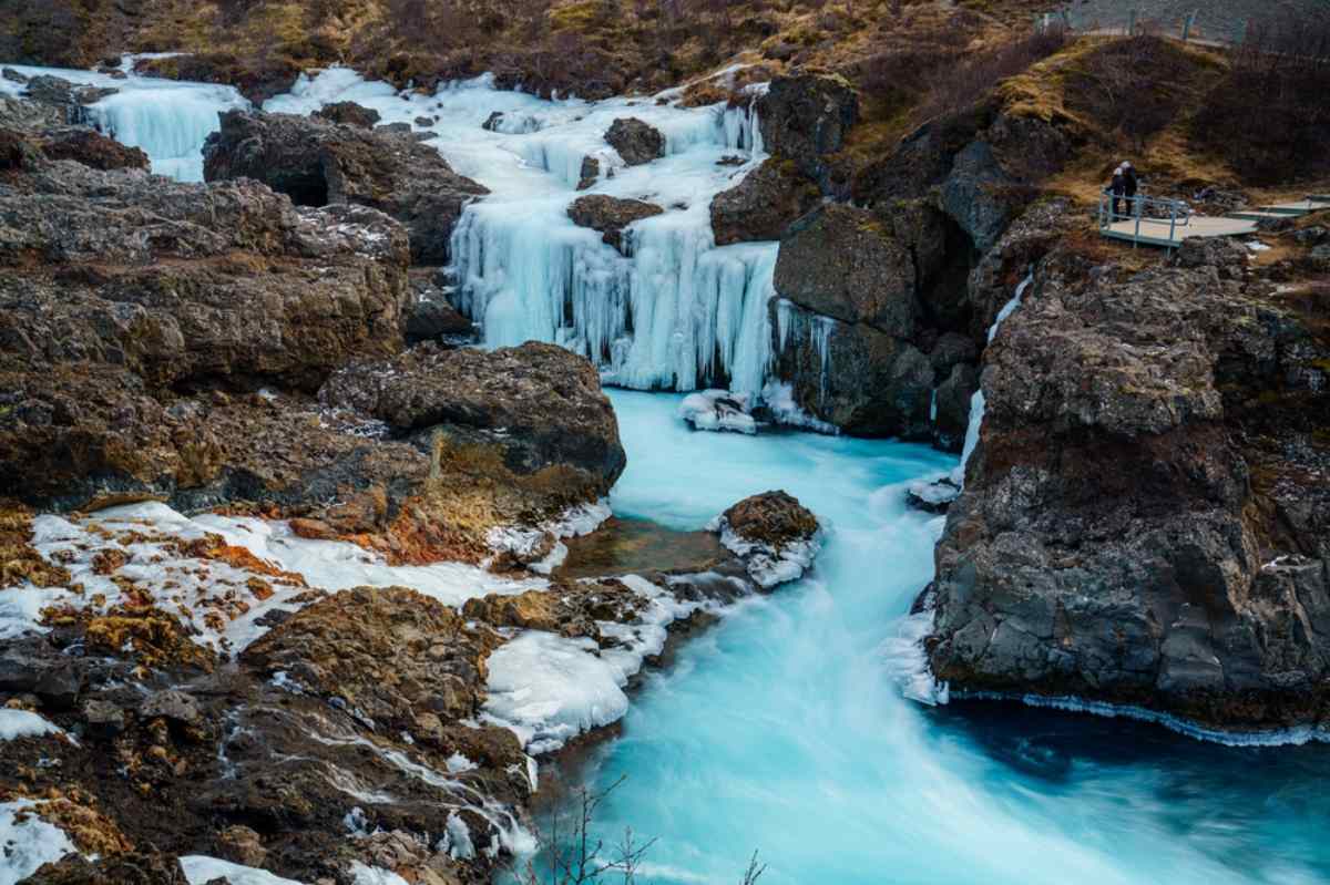Barnafoss, or Children’s Falls, a waterfall in West Iceland
