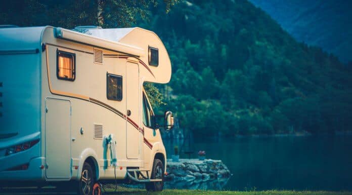 Campervan in Iceland by a lake