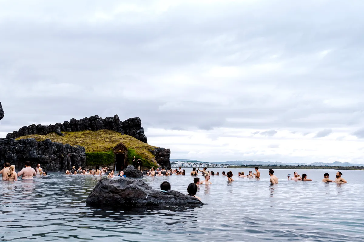 Hot springs in Iceland in July
